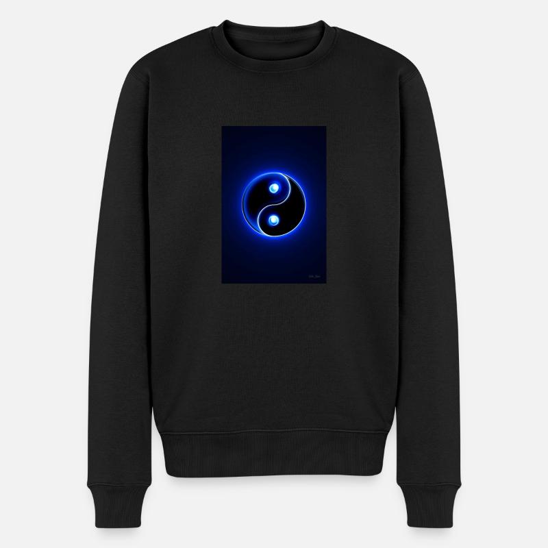 Yin Yang bleu 2 - Pull Premium bio Homme - noir