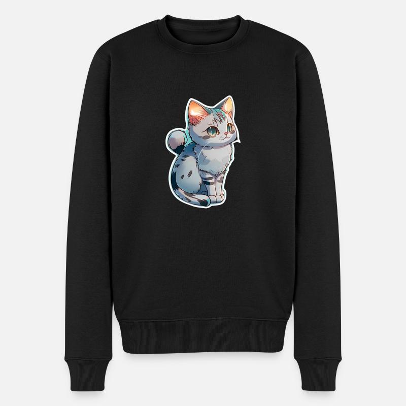 niedliches kleines graues Kätzchen - Männer Premium Bio Pullover - Schwarz