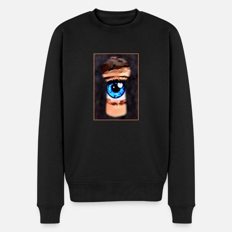 Neugieriger Blick durch's Schlüsselloch - Männer Premium Bio Pullover - Schwarz