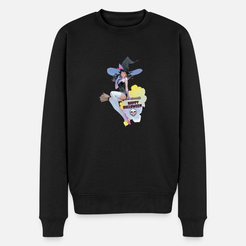 Happy Helloween Witch - Männer Premium Bio Pullover - Schwarz