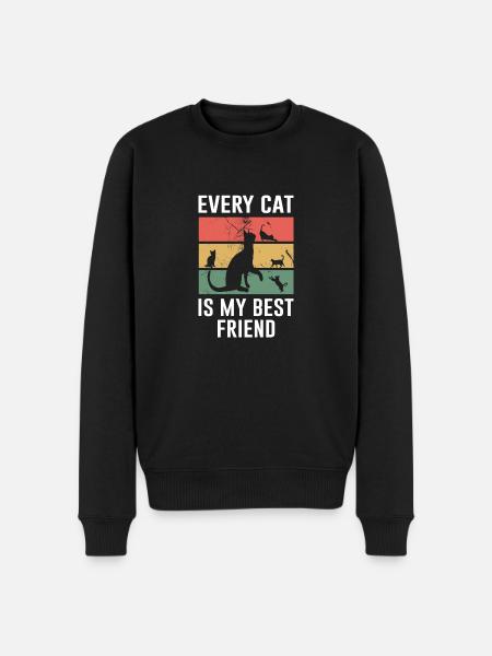 Cat Retro Cool Saying - Men's Premium Organic Jumper - black