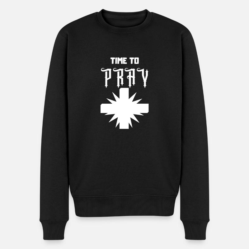 Time to Pray white - Männer Premium Bio Pullover - Schwarz