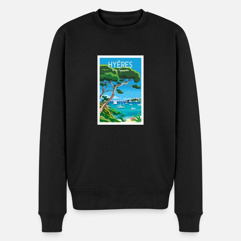 Hyères île de Porquerolles - Pull Premium bio Homme - noir