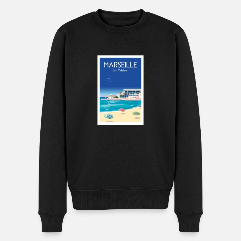 MARSEILLE LES CATALANS - Pull Premium bio Homme - noir