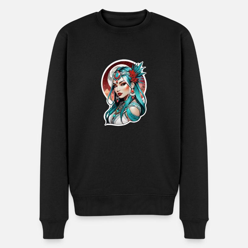 Indische Prinzessin - Aztek - Männer Premium Bio Pullover - Schwarz