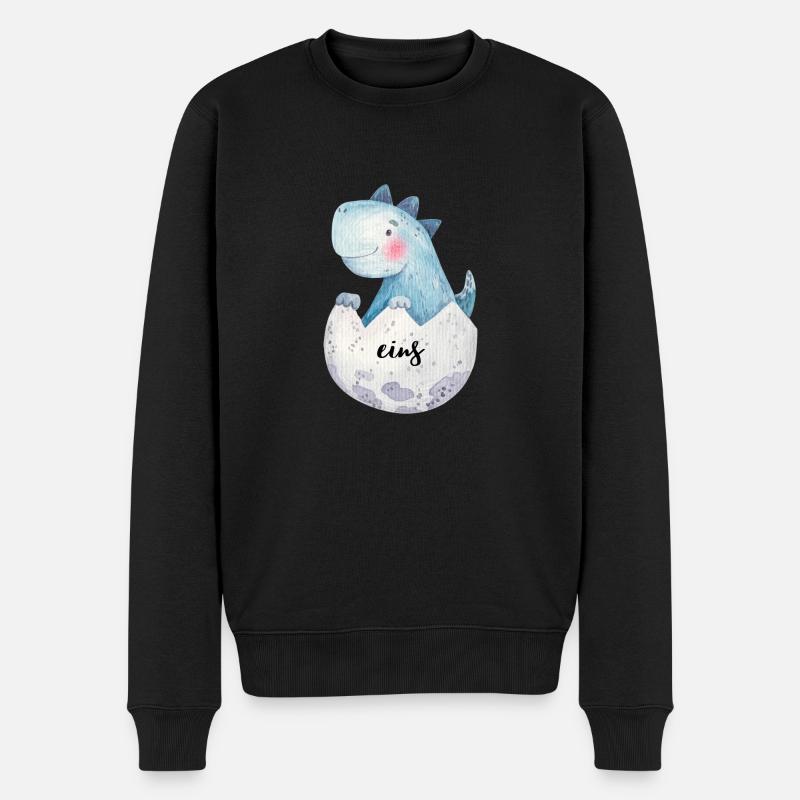 Geburtstagsaufdruck, Dino, blau - Männer Premium Bio Pullover - Schwarz