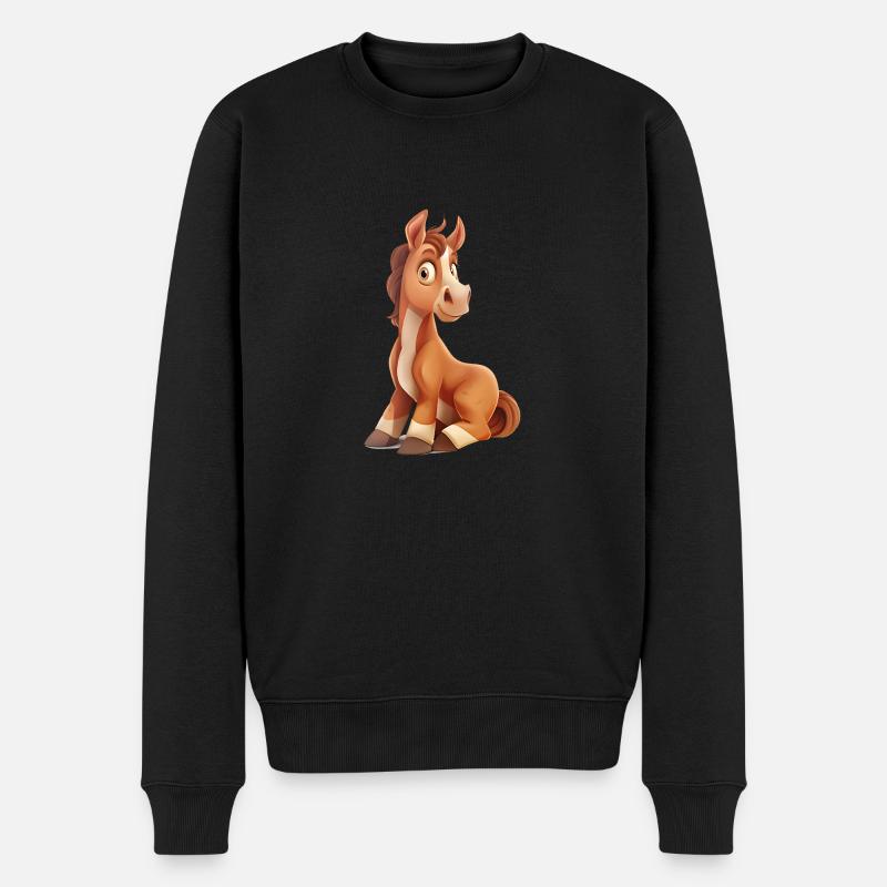 Un drôle de cheval assis - Pull Premium bio Homme - noir