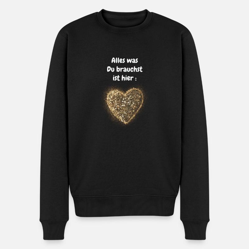 Alles was Du brauchst... - Männer Premium Bio Pullover - Schwarz