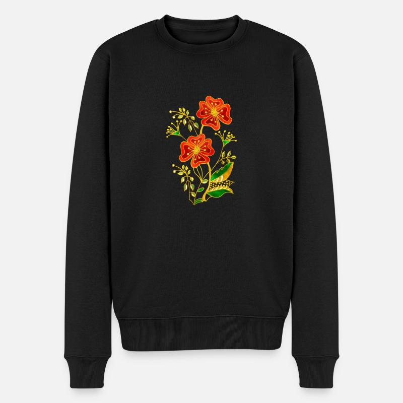 Blumen - Männer Premium Bio Pullover - Schwarz