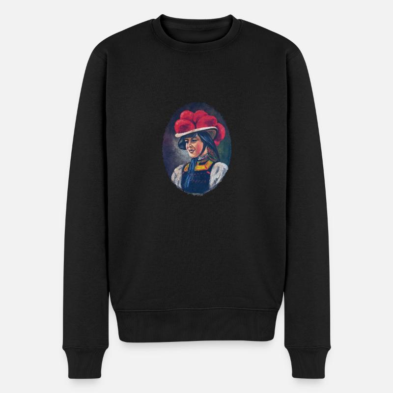 Schwarzwald Maidle mit Bollenhut - Männer Premium Bio Pullover - Schwarz