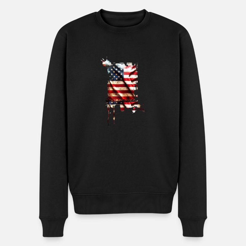 bad usa - Männer Premium Bio Pullover - Schwarz