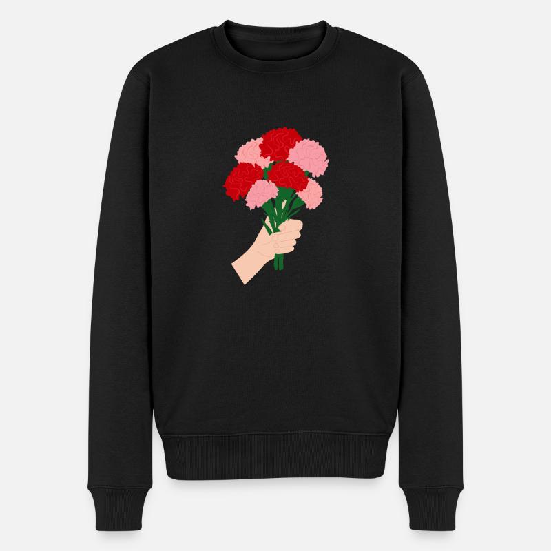 Pour vous- Fleur d’œillet rouge3 - Pull Premium bio Homme - noir