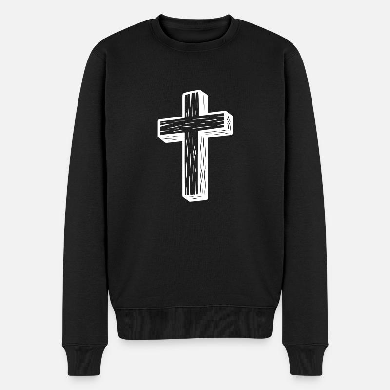 Kreuz Symbol Christlich - Männer Premium Bio Pullover - Schwarz
