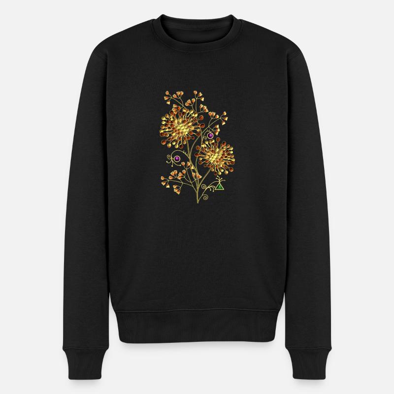 Blumen - Männer Premium Bio Pullover - Schwarz