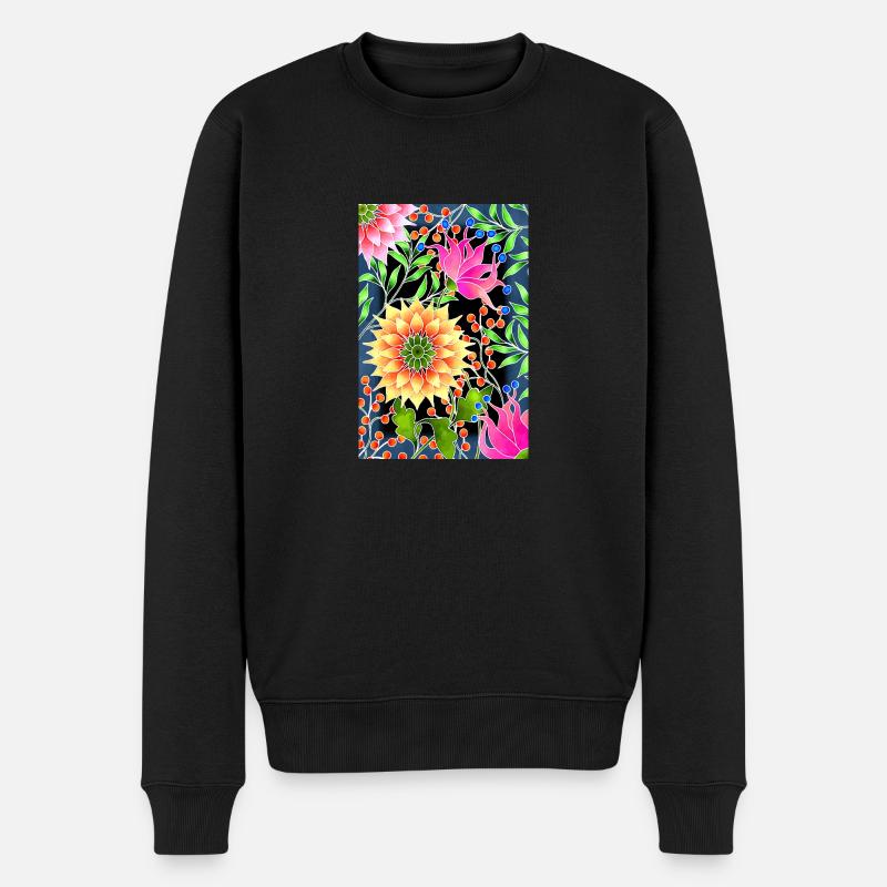 Blumen - Männer Premium Bio Pullover - Schwarz