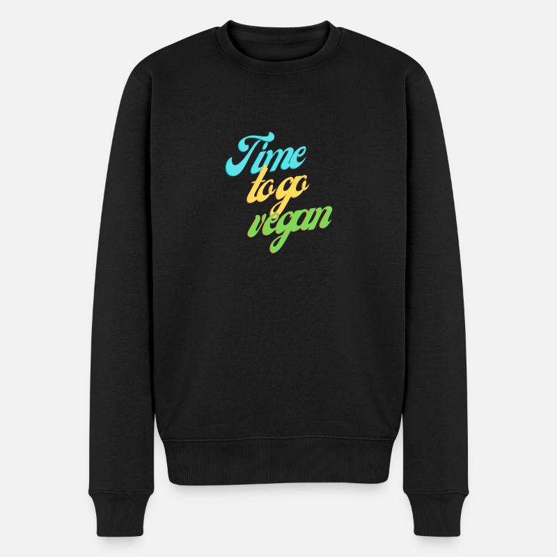 Time to go vegan - Männer Premium Bio Pullover - Schwarz