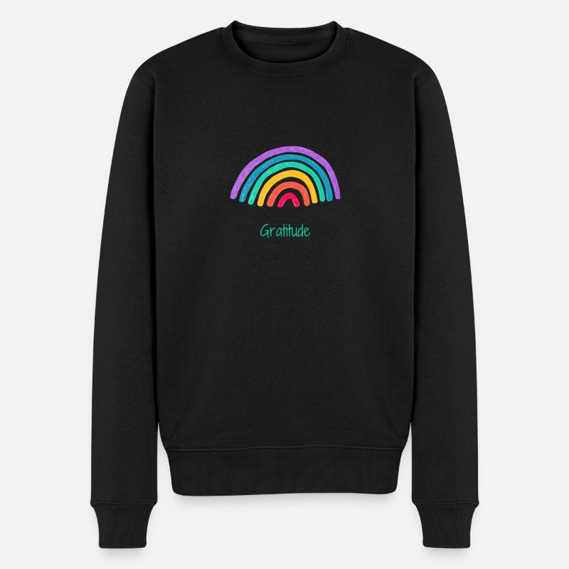 Dankbarkeit Regenbogen - Männer Premium Bio Pullover - Schwarz