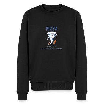 Pizza - Adventure Fuel - Männer Premium Bio Pullover - Schwarz - Vorne - Nico (187cm)