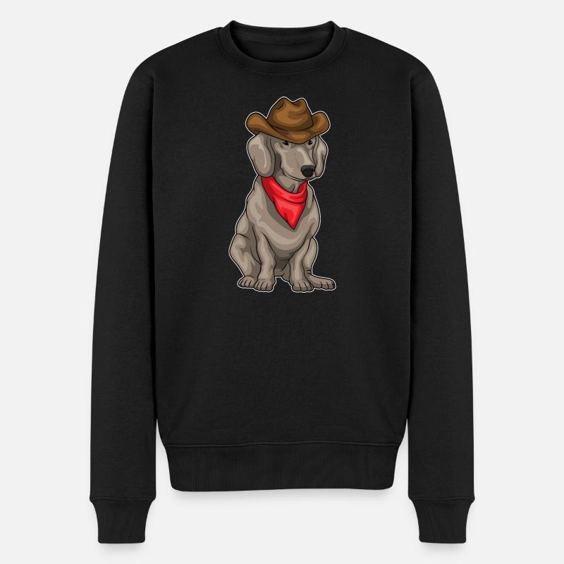 Dachshund Cowboy Cowboyhut - Männer Premium Bio Pullover - Schwarz