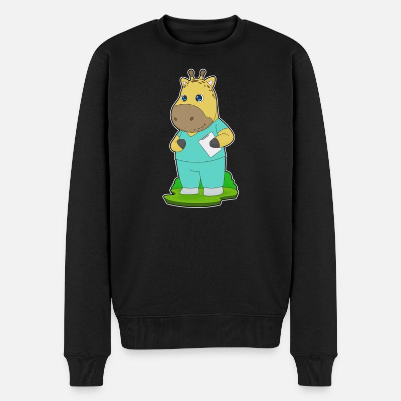 Giraffe Krankenschwester - Männer Premium Bio Pullover - Schwarz