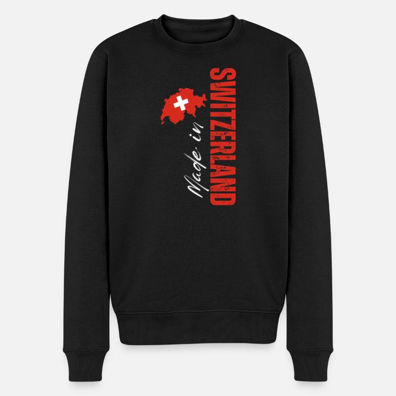 Schweizer Fertigung, vertikales Design - Männer Premium Bio Pullover - Schwarz