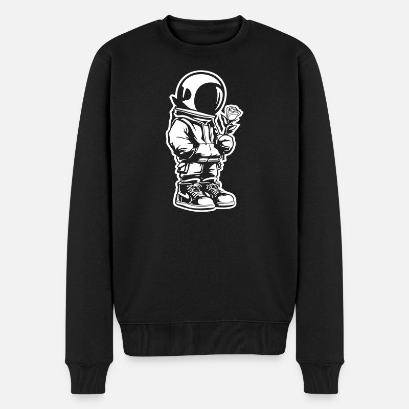 Enfant de l’espace avec rose - Pull Premium bio Homme - noir