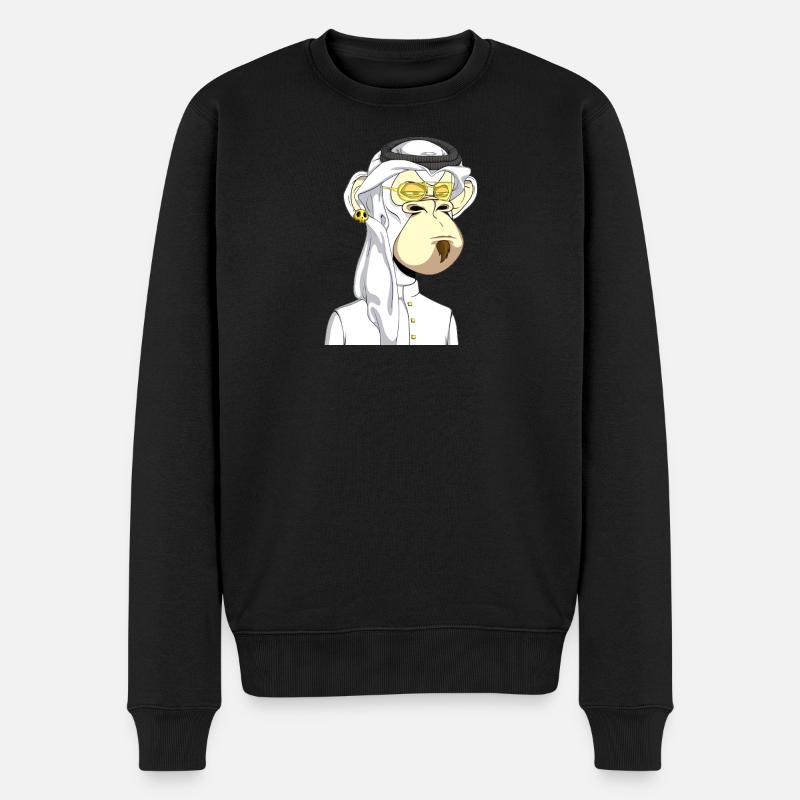 Ape mit Goldbrille - Männer Premium Bio Pullover - Schwarz