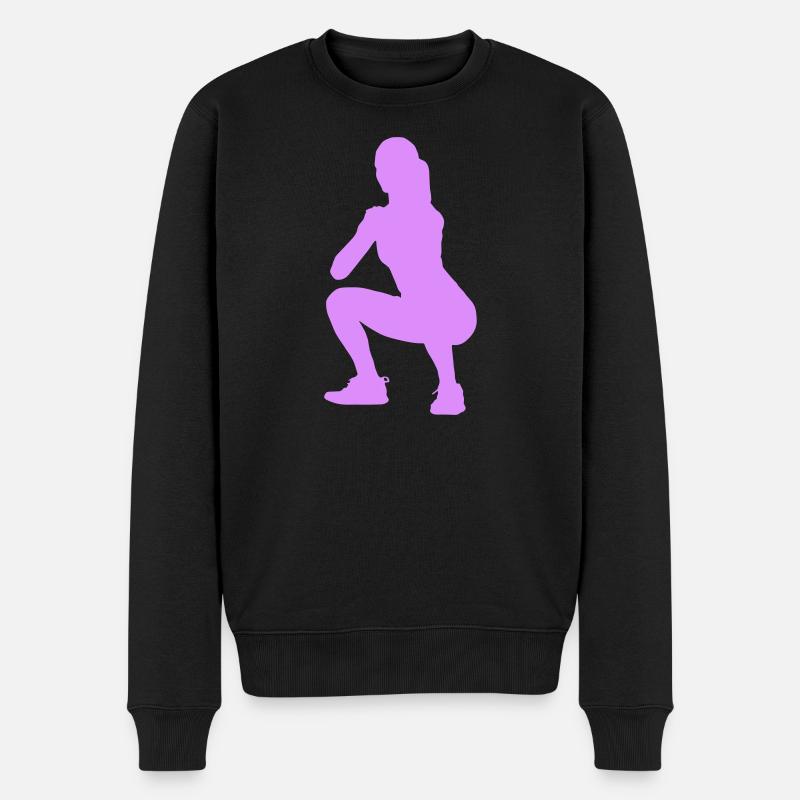Squat Silhouette Figur - Männer Premium Bio Pullover - Schwarz