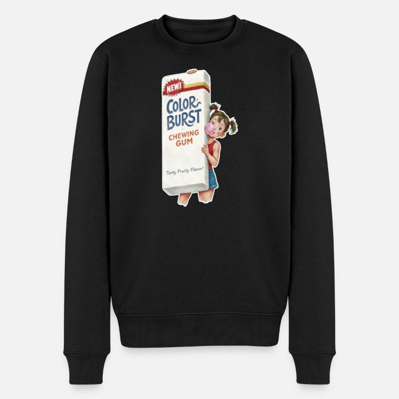 Retro Kaugummi - Männer Premium Bio Pullover - Schwarz