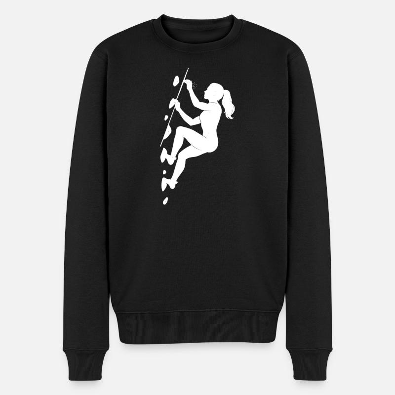 Boulder Silhouette – Ästhetik & Chalk Fokus - Männer Premium Bio Pullover - Schwarz