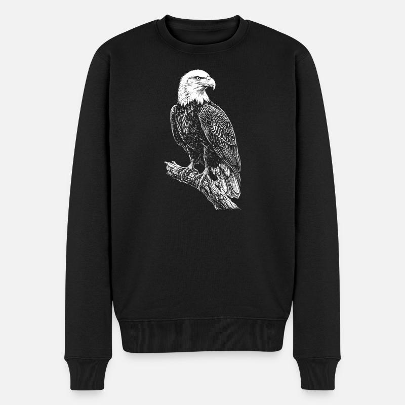 Silhouette d’aigle perché - Pull Premium bio Homme - noir