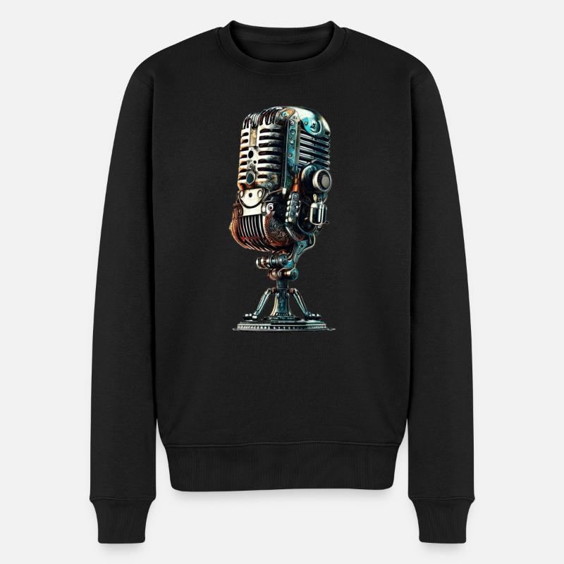 Mikrofon - Männer Premium Bio Pullover - Schwarz