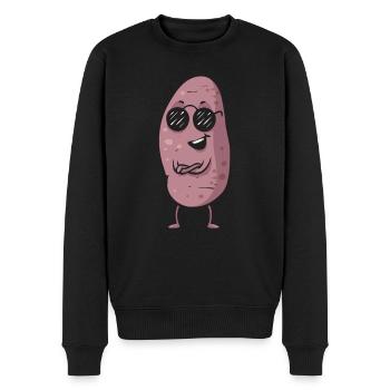 Légumes-racines de patates douces - Pull Premium bio Homme - noir - Devant - Nico (187cm)