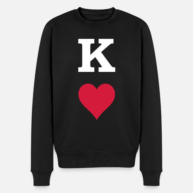 König Herz - Männer Premium Bio Pullover - Schwarz