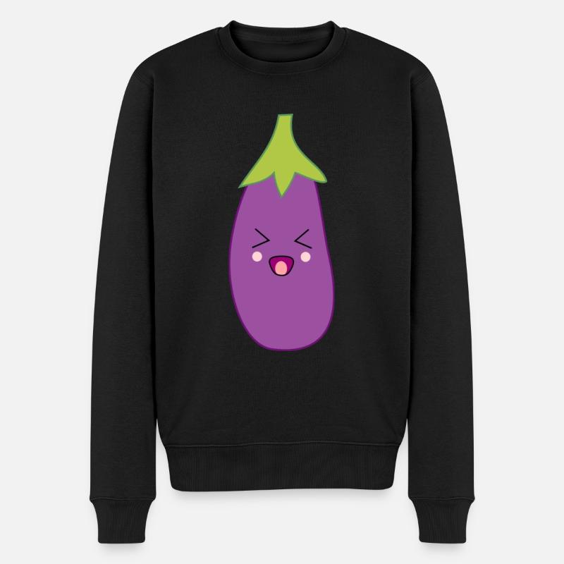 Kawaii Aubergine Kawaii Gemüse Kawaii Sticker - Männer Premium Bio Pullover - Schwarz