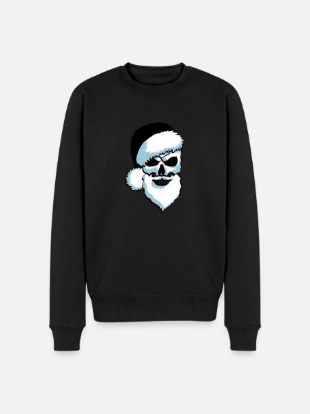 Totenschädel Weihnachtsmann - Männer Premium Bio Pullover - Schwarz
