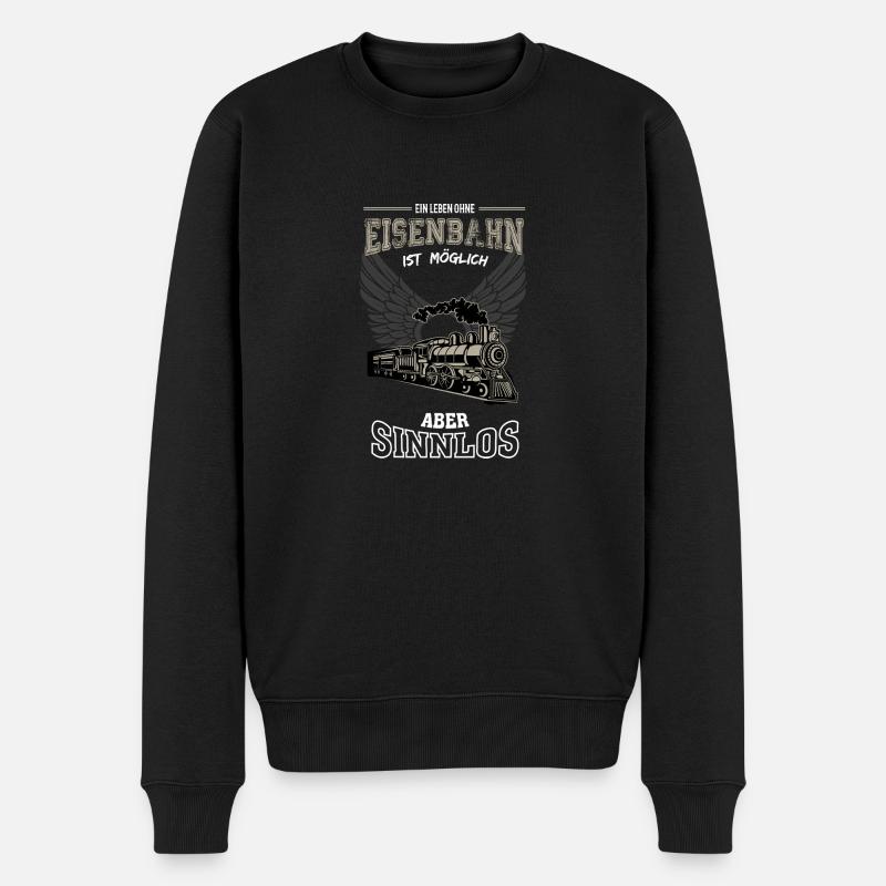 Eisenbahn Leben sinnlos - Geschenk - Männer Premium Bio Pullover - Schwarz