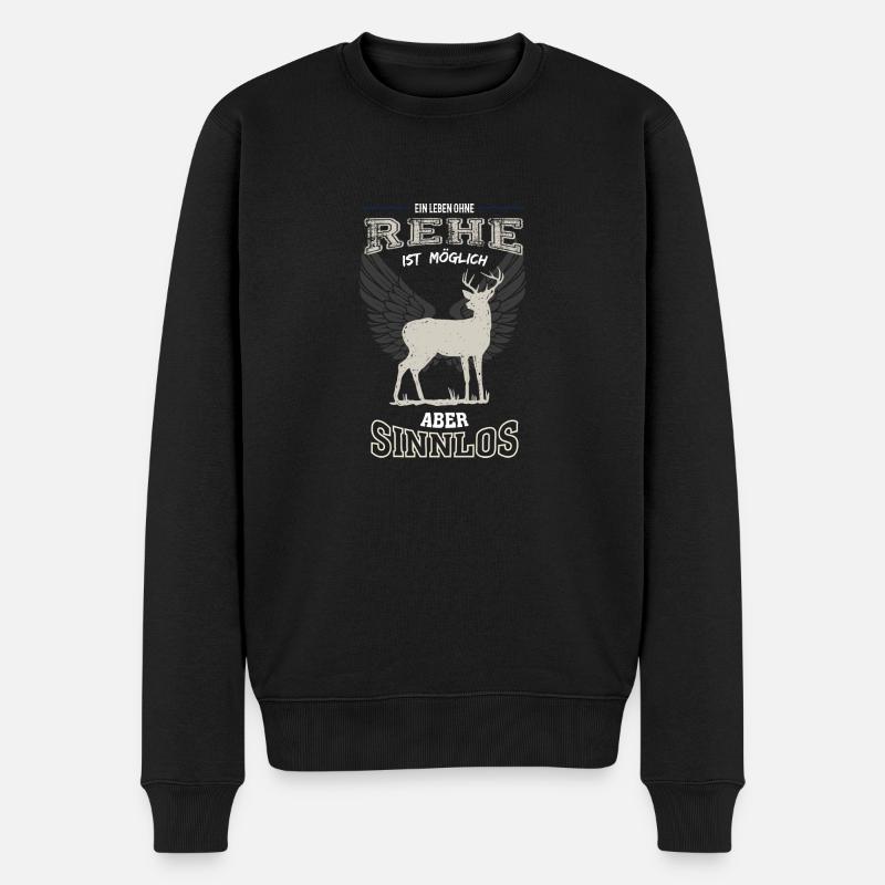 Rehe Leben sinnlos - Geschenk - Männer Premium Bio Pullover - Schwarz