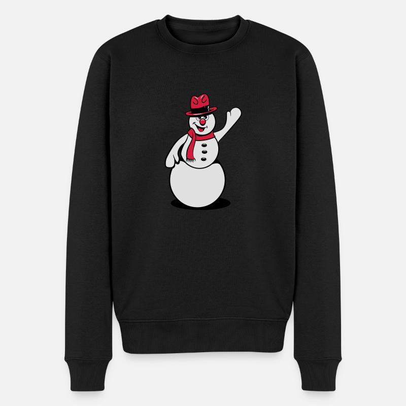 Schneemann winken - Männer Premium Bio Pullover - Schwarz