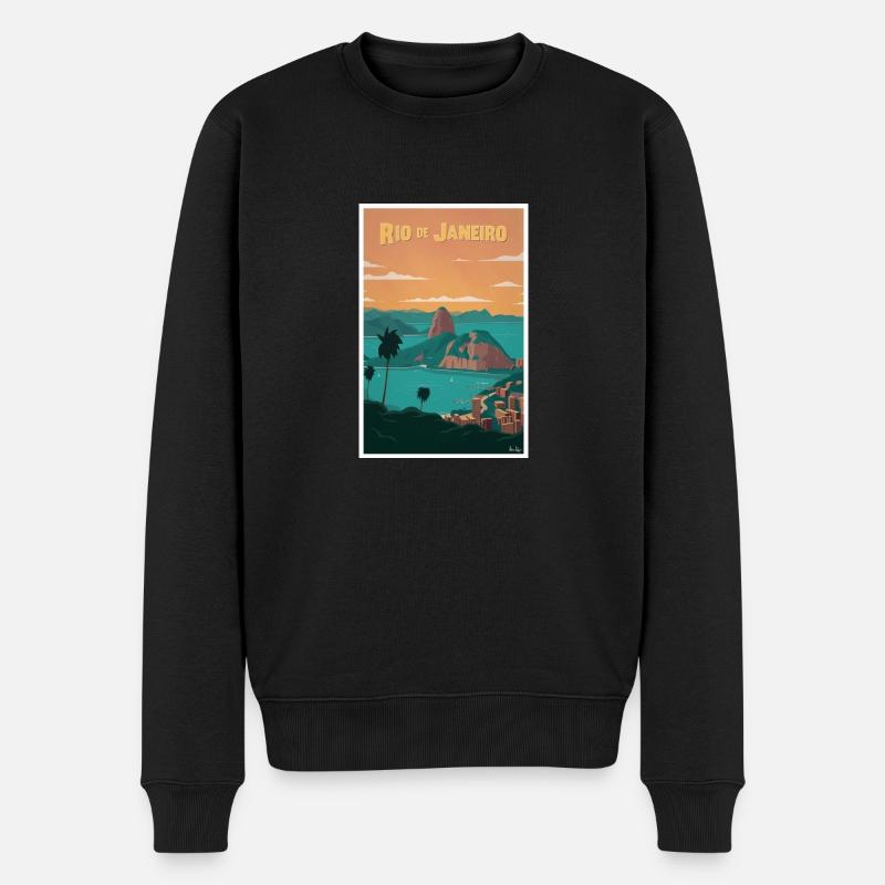 RIO DE JANEIRO, Affiche Vintage - Pull Premium bio Homme - noir