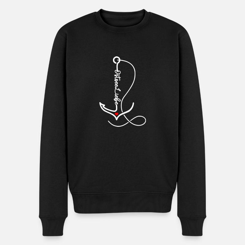Ostseeliebe - Herz im Anker - Männer Premium Bio Pullover - Schwarz