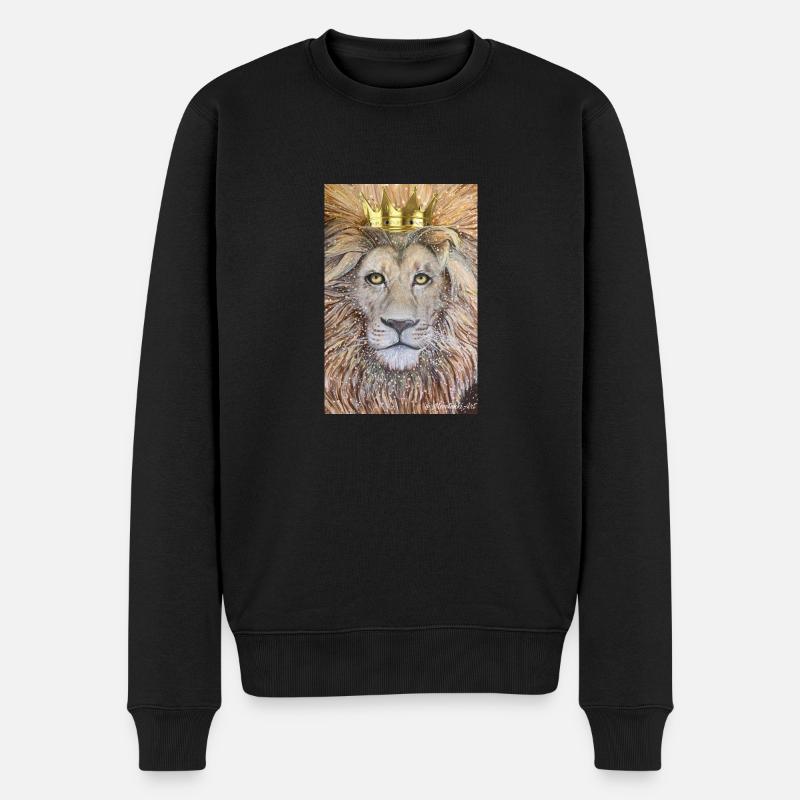 Le roi. Lion avec couronne - Pull Premium bio Homme - noir