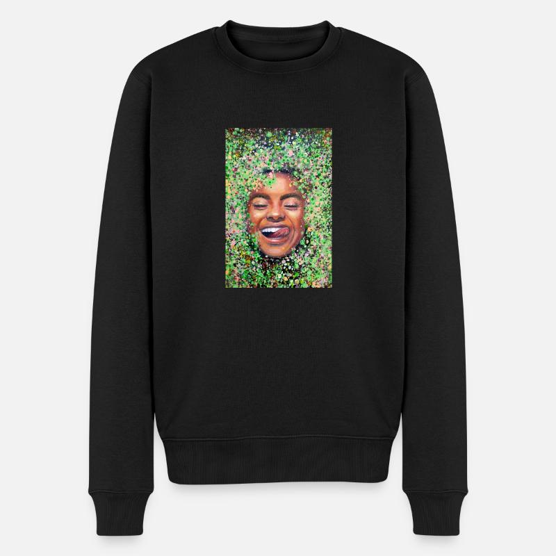 Femme au visage heureux avec la langue - Pull Premium bio Homme - noir