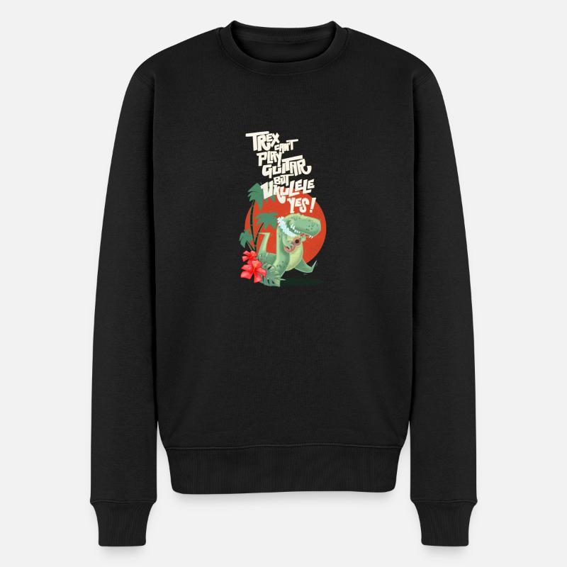Ukulele trex - Männer Premium Bio Pullover - Schwarz