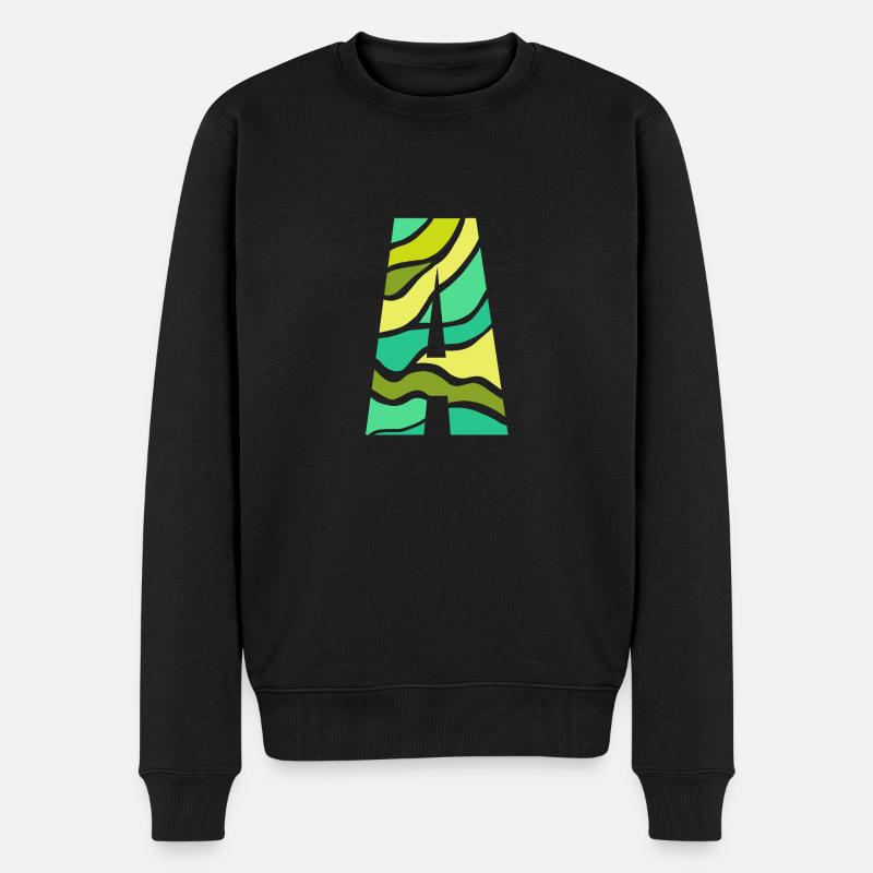 Letter A - Männer Premium Bio Pullover - Schwarz