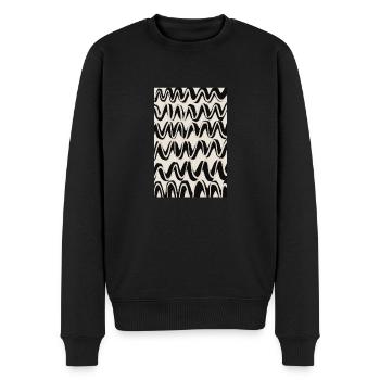 Black Beige Waves Pattern - Men's Premium Organic Jumper - black - Front - Nico (187cm)