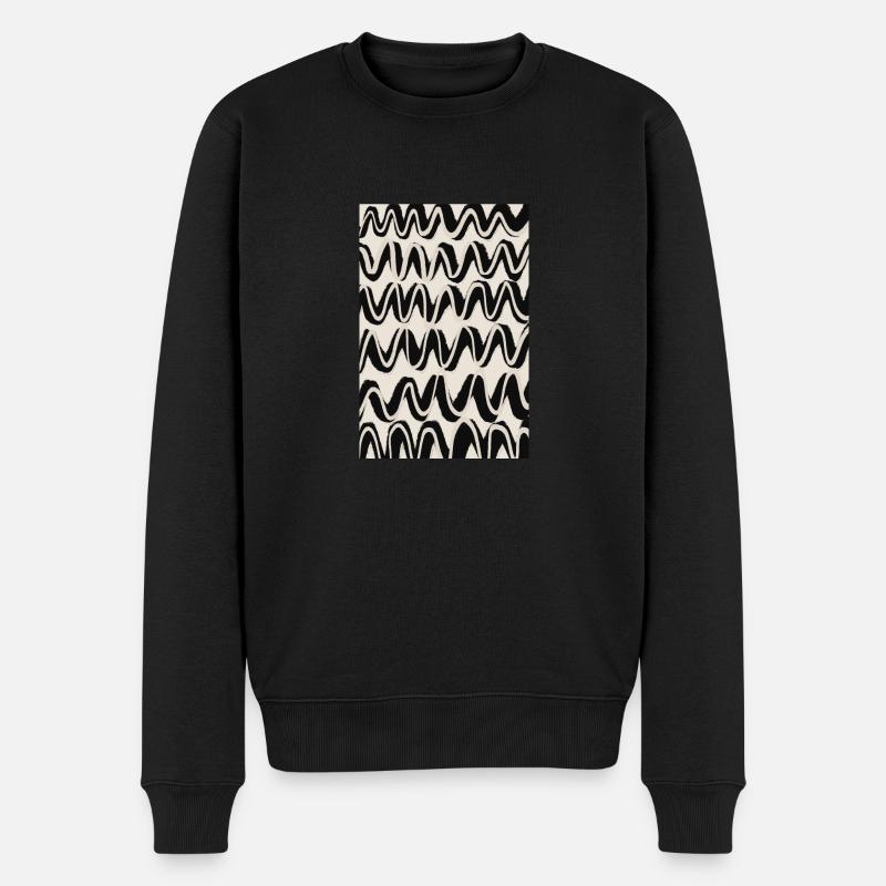 Black Beige Waves Pattern - Männer Premium Bio Pullover - Schwarz
