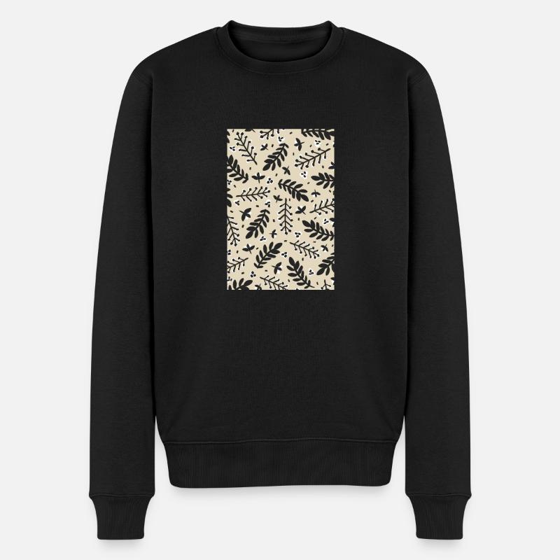 Floral Beige Pattern - Männer Premium Bio Pullover - Schwarz