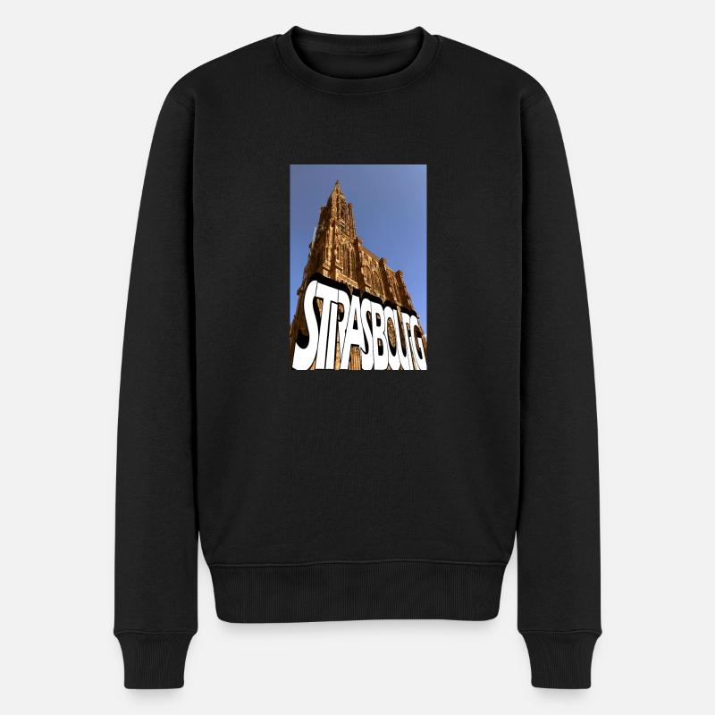 Straßburg Graph Kathedrale - Männer Premium Bio Pullover - Schwarz