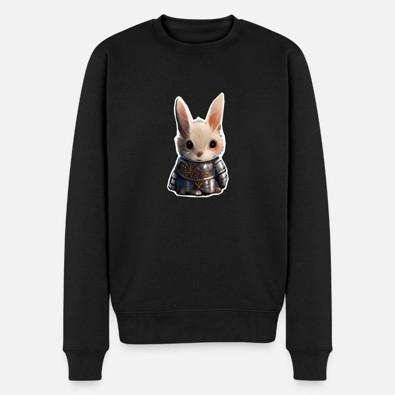 Cute Rabbit Knight Hase - Männer Premium Bio Pullover - Schwarz